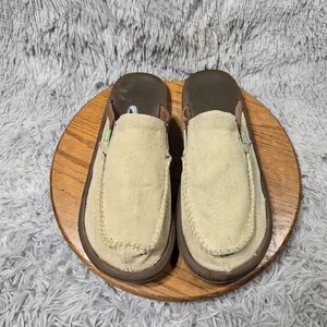 Sanuk Sidewalk Surfers Mens Size 14 Shiba Slip On Tan Canvas Loafers SMF1047